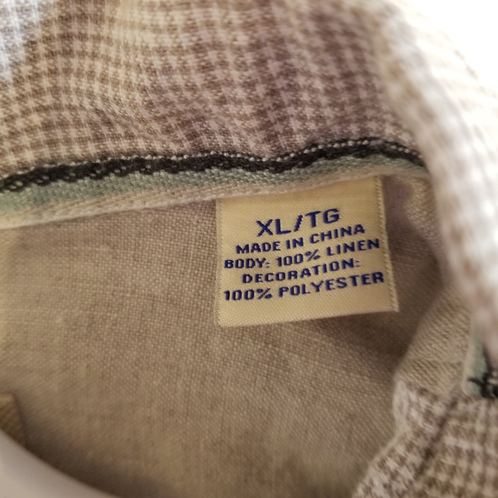 Tommy Bahama Shirt Men's XL 100% Linen Gray White Floral Button Up Hawaiian - Picture 7 of 7